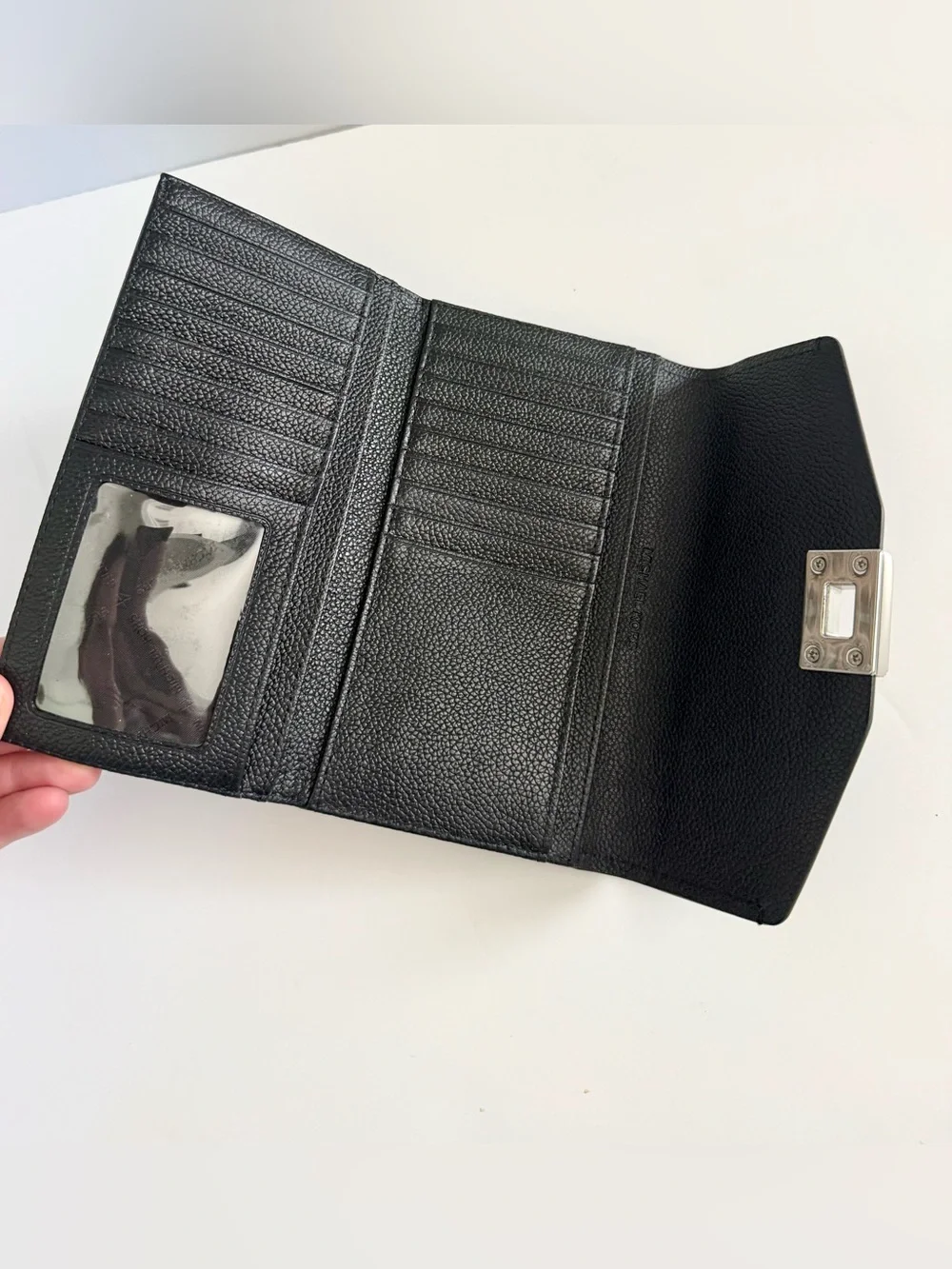 Michael Kors Cassie Trifold Wallet Leather Black Turn Lock